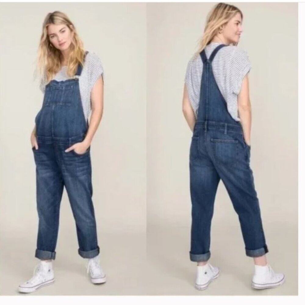 Current/Elliott x Hatch The Easy Denim Maternity Overalls Sz L/XL (3)